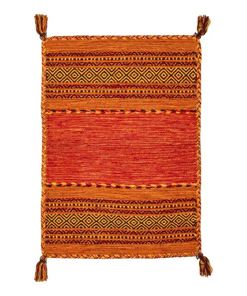 Tappeto kilim arancione 100% cotone, per arredo casa soggiorno salotto camera da letto ma anche passatoia per corridoio o ingresso