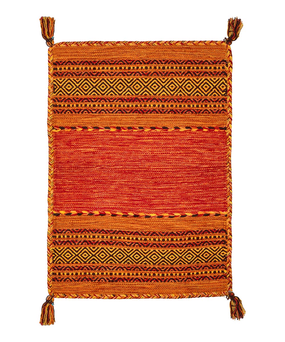 Tappeto kilim arancione 100% cotone, per arredo casa soggiorno salotto camera da letto ma anche passatoia per corridoio o ingresso