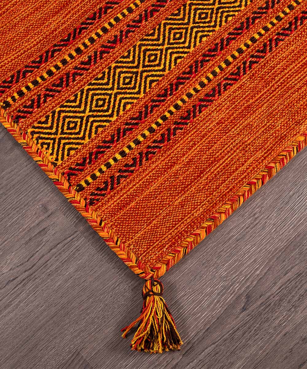 Angolo del Tappeto kilim arancione 100% cotone, per arredo casa soggiorno salotto camera da letto ma anche passatoia per corridoio o ingresso