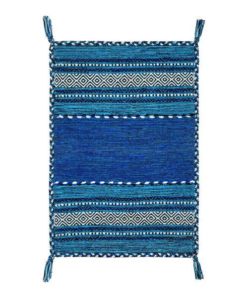 Tappeto kilim blu 100% cotone, per arredo casa soggiorno salotto camera da letto ma anche passatoia per corridoio o ingresso