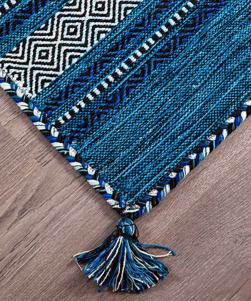 Angolo del Tappeto kilim blu 100% cotone, per arredo casa soggiorno salotto camera da letto ma anche passatoia per corridoio o ingresso