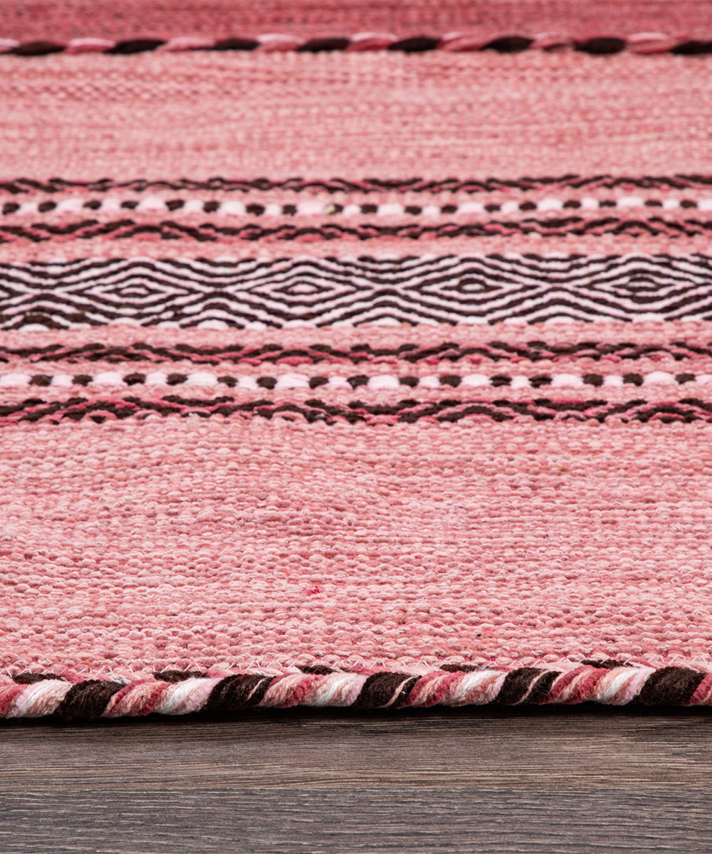 Spessore del Tappeto kilim rosa 100% cotone, per arredo casa soggiorno salotto camera da letto ma anche passatoia per corridoio o ingresso