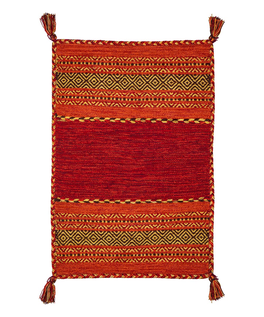 Tappeto kilim rosso 100% cotone, per arredo casa soggiorno salotto camera da letto ma anche passatoia per corridoio o ingresso