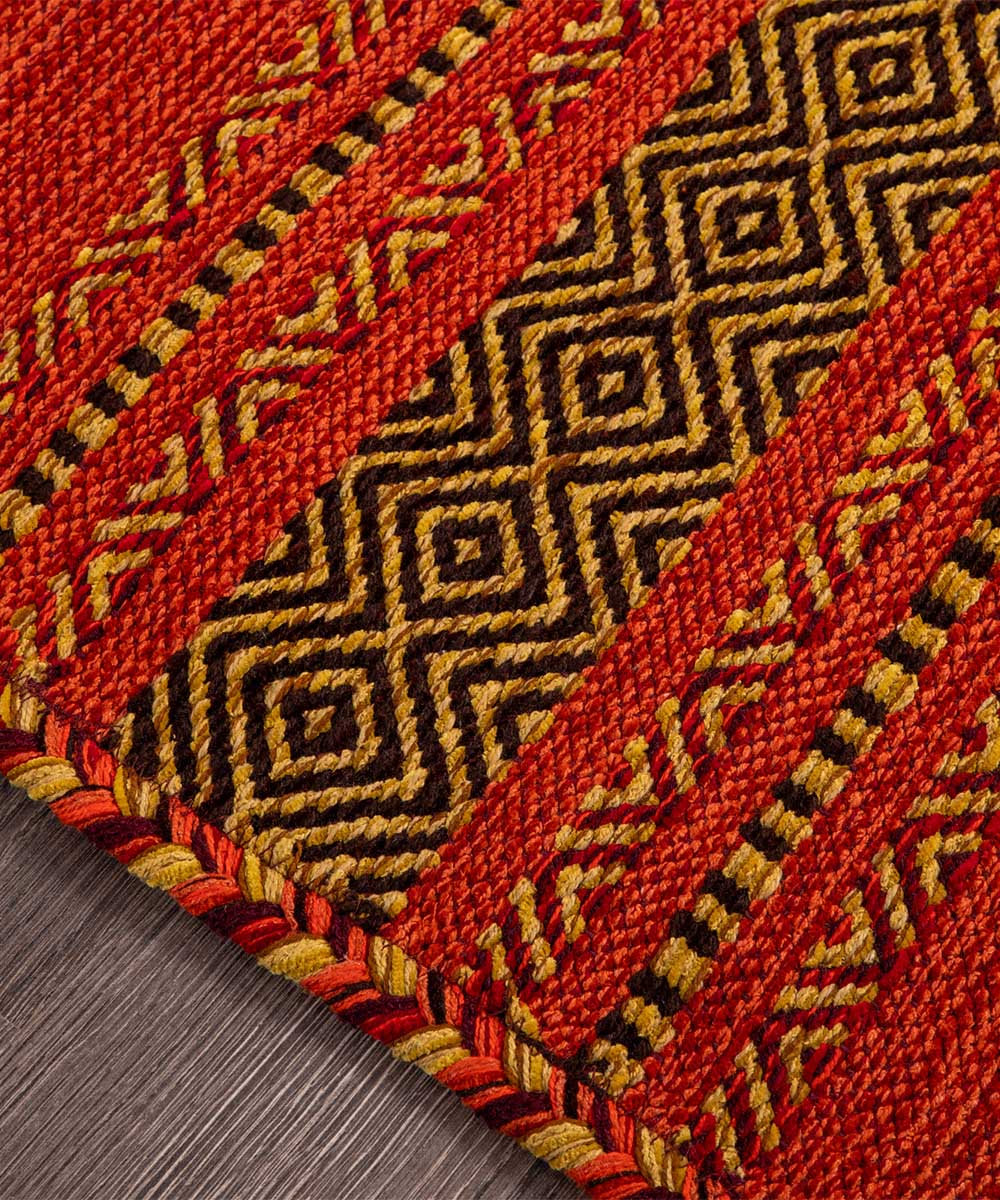 Bordo del Tappeto kilim rosso 100% cotone, per arredo casa soggiorno salotto camera da letto ma anche passatoia per corridoio o ingresso