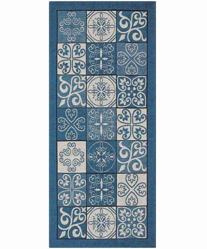 Passatoia cucina o tappetino bagno Maiolica, disegno stile ceramiche artigianali in vari colori e misure. Tappeti resistenti e lavabili in lavatrice, 100% Italiani!