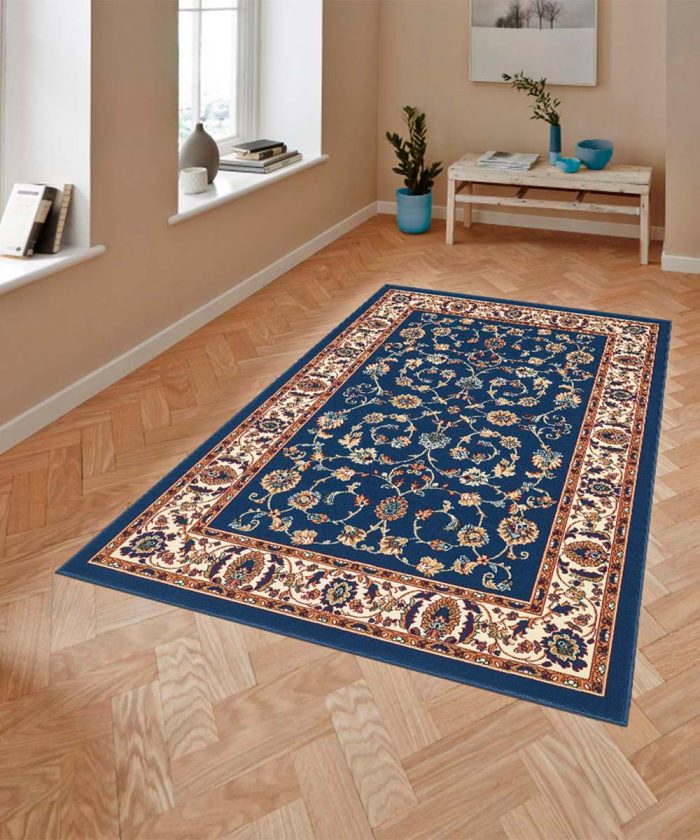 Salotto con Tappeto economico motivo classico orientale PERSIAN 2079 azzurro