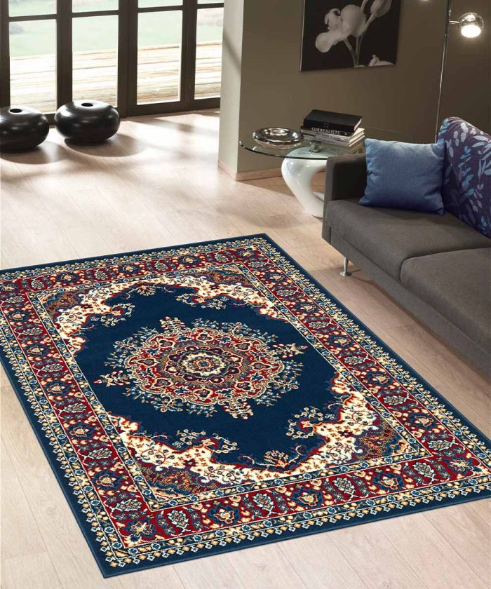 Salotto con Tappeto motivo orientale PERSIAN 4480 BLU