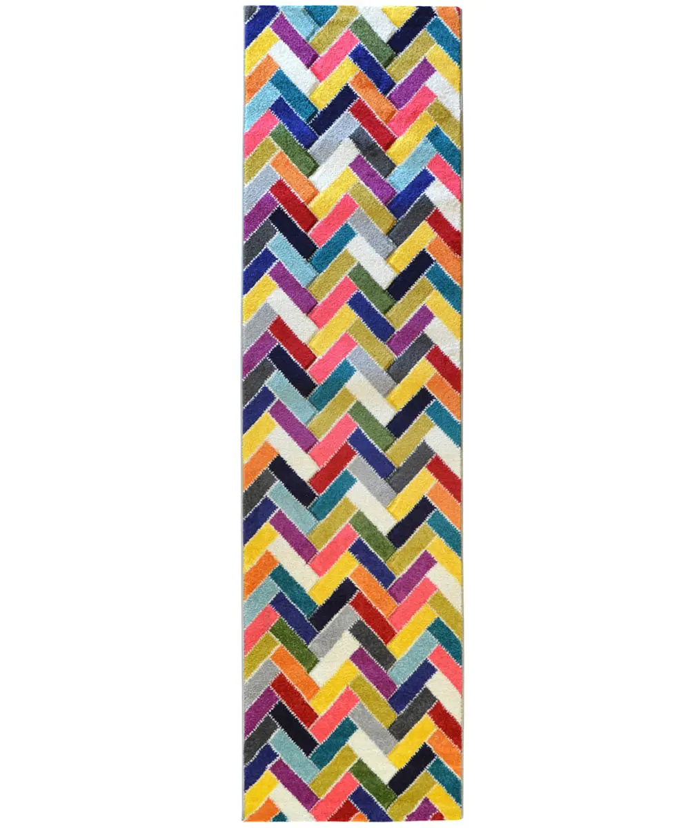 passatoia tappeto multicolore zigzag 2340