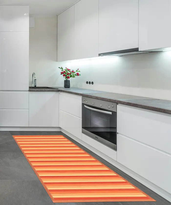 Casa Tappeto Bamboo Arancione per cucina e bagno, stuoia passatoia bambù