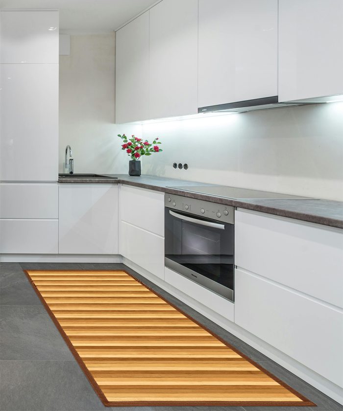 Casa con Tappeto Bamboo Beige naturale per cucina e bagno, stuoia passatoia bambù