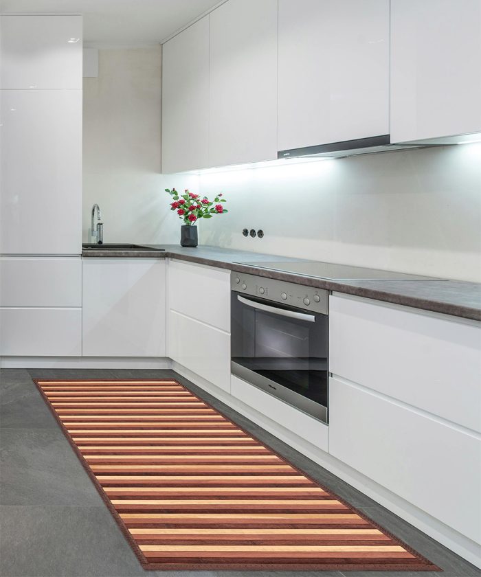 Casa con Tappeto Bamboo Marrone per cucina e bagno, stuoia passatoia bambù
