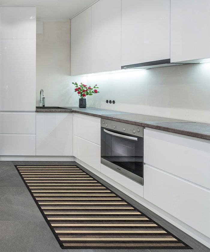 Casa Tappeto Bamboo Nero per cucina e bagno, stuoia passatoia bambù