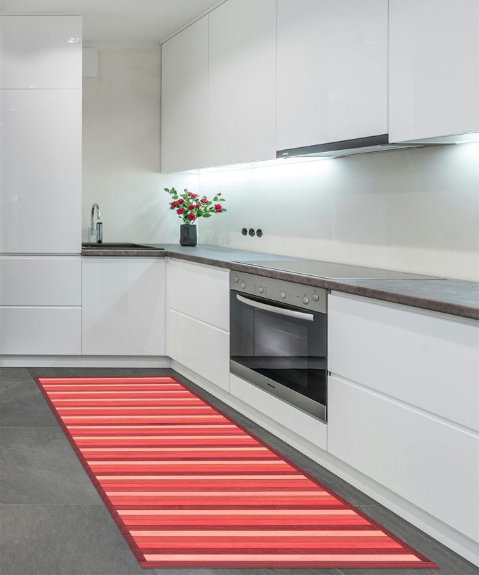 Casa Tappeto Bamboo Rosso per cucina e bagno, stuoia passatoia bambù