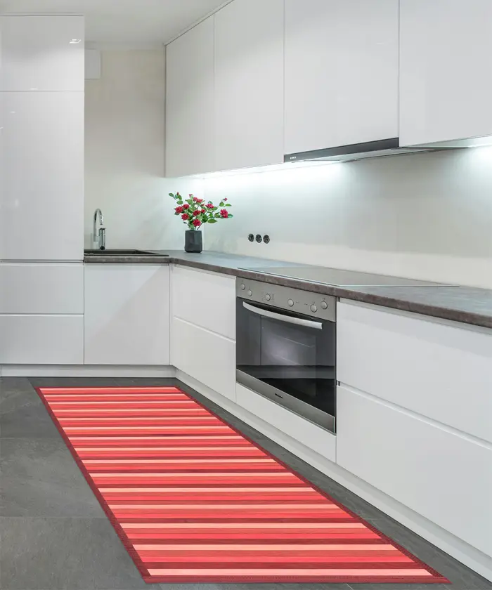 Casa Tappeto Bamboo Rosso per cucina e bagno, stuoia passatoia bambù