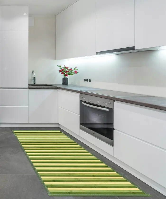 Casa con Tappeto Bamboo Verde per cucina e bagno, stuoia passatoia bambù