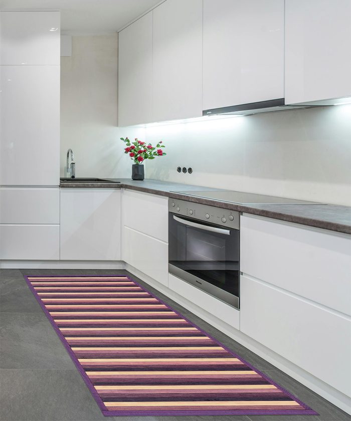Casa Tappeto Bamboo Viola per cucina e bagno, stuoia passatoia bambù