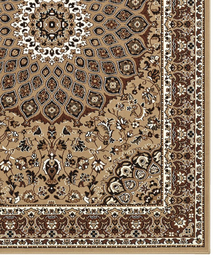 Angolo Tappeto Royal Shiraz 2082 Beige stile orientale classico persiano con rosone centrale