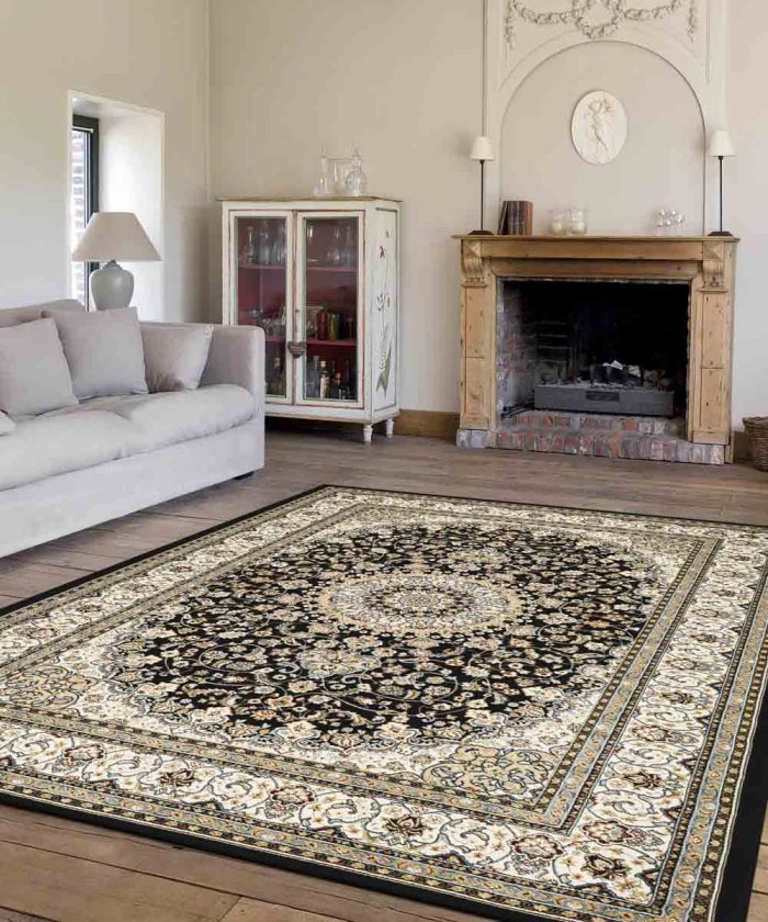 Soggiorno con Tappeto classico orientale blu Da Vinci 57119-3434