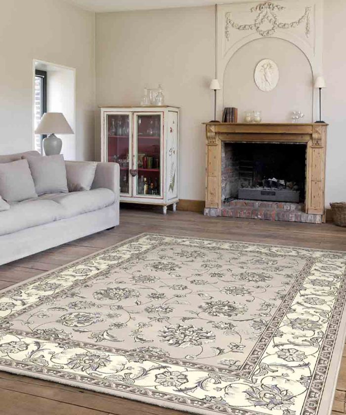 Salotto con Tappeto persiano classico grigio crema Da Vinci 57365-9666