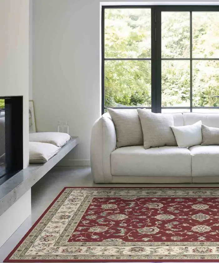 Soggiorno con Tappeto orientale classico rosso Da Vinci 57368-1464