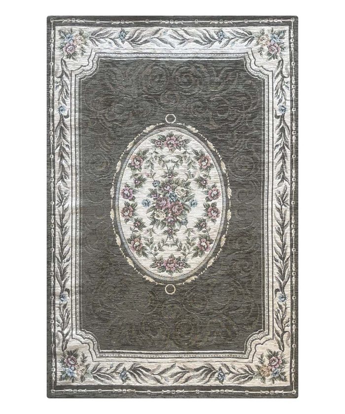 Tappeto QUEEN FANGO marrone stile classico tradizionale francese, aubusson floreale. Anti-scivolo e lavabile ideale per salotto soggiorno camera.