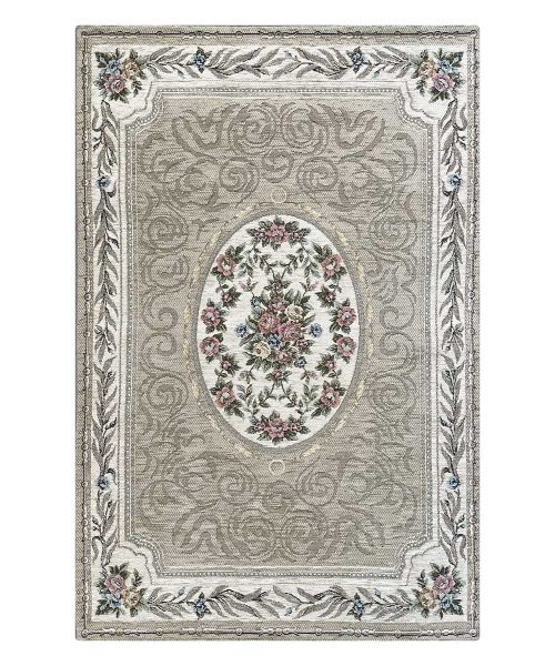Tappeto QUEEN TORTORA beige stile classico tradizionale francese, aubusson floreale. Anti-scivolo e lavabile ideale per salotto soggiorno camera.