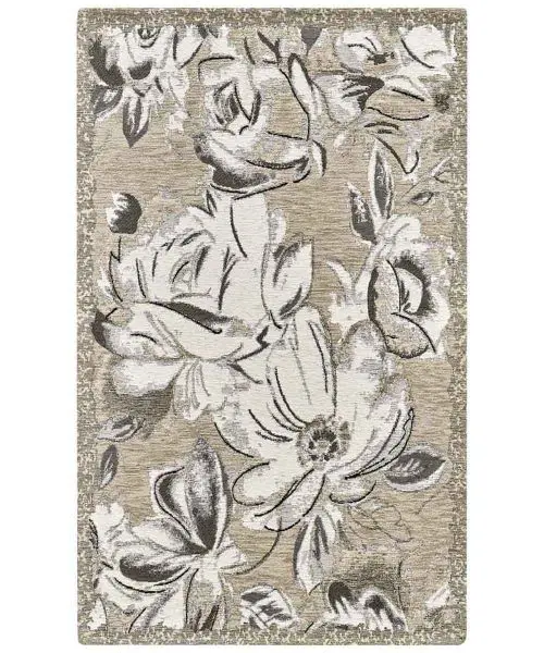 Tappeto Aster Tortora disegno con fiori moderni
