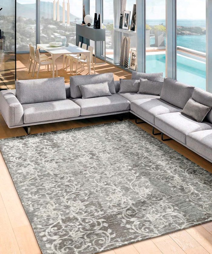 Salotto con Tappeto Delavé Grigio anti-scivolo e lavabile, complemento arredo moderno ideale per soggiorno camera