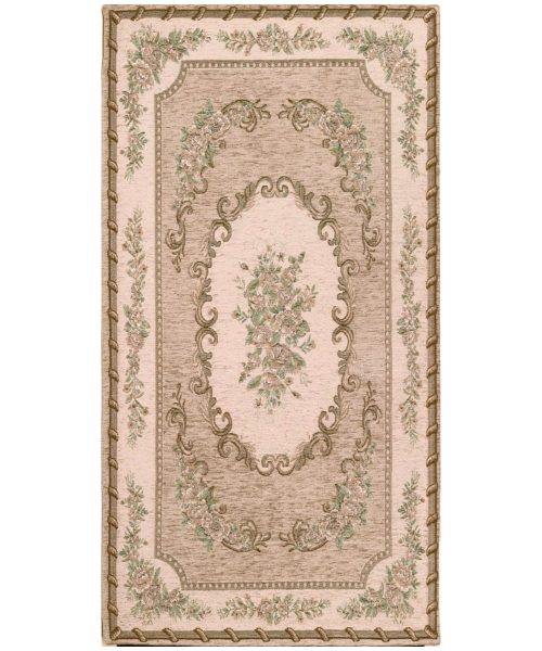 Tappeto Operà Tortora beige disegno aubusson tradizionale francese, anti-scivolo e lavabile ideale per salotto soggiorno camera.