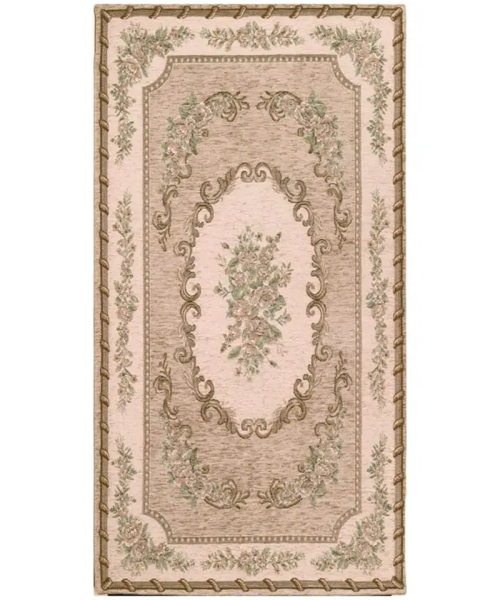 Tappeto Operà Tortora beige disegno aubusson tradizionale francese, anti-scivolo e lavabile ideale per salotto soggiorno camera.