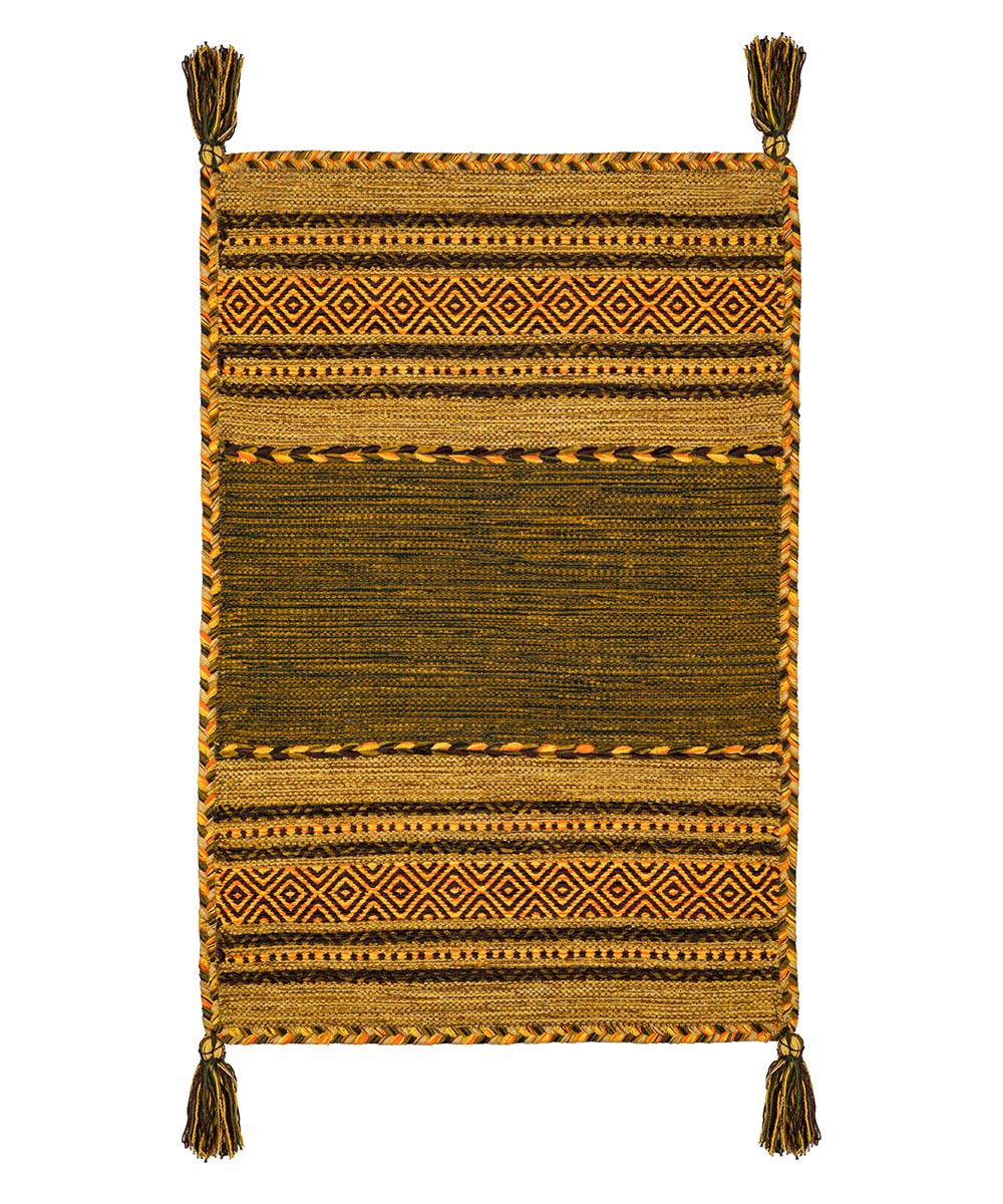 Tappeto kilim verde 100% cotone, per arredo casa soggiorno salotto camera da letto ma anche passatoia per corridoio o ingresso