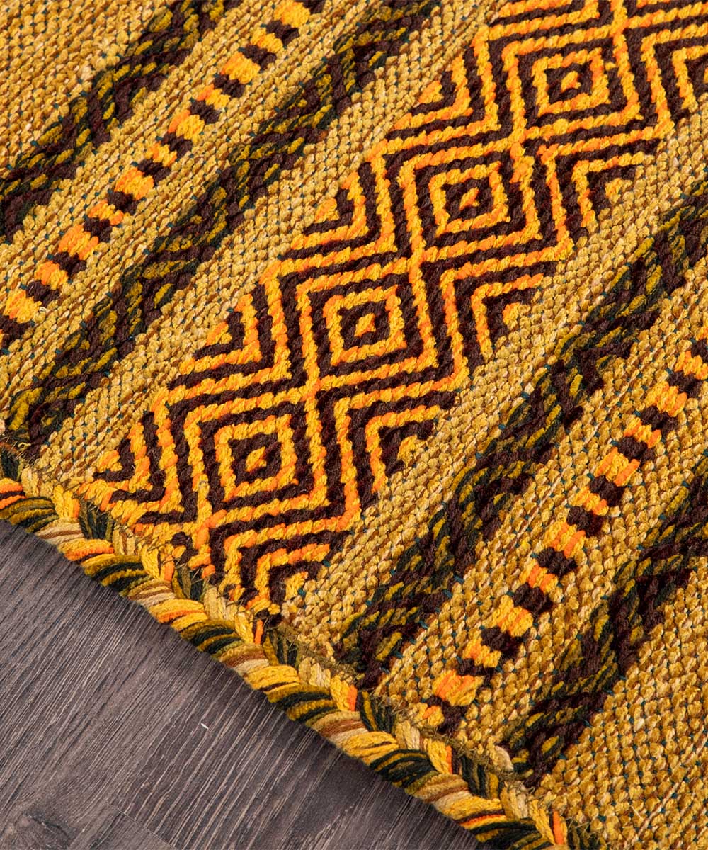 Bordo del Tappeto kilim verde 100% cotone, per arredo casa soggiorno salotto camera da letto ma anche passatoia per corridoio o ingresso