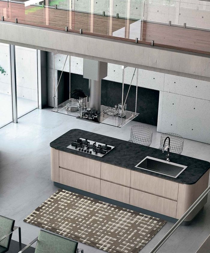 Cucina con Tappeto Dama Fango Marrone, lavabile e antiscivolo, ideale per salotto soggiorno camera ma anche bagno e ingresso