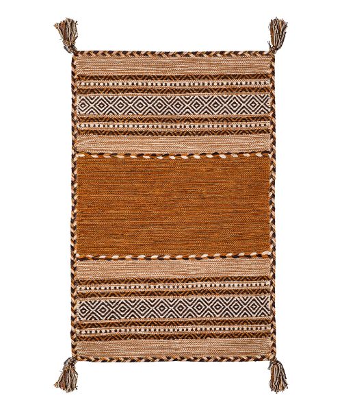 Tappeto kilim marrone cuoio 100% cotone, per arredo casa soggiorno salotto camera da letto ma anche passatoia per corridoio o ingresso