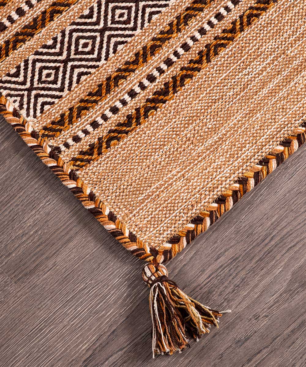 Angolo del Tappeto kilim marrone cuoio 100% cotone, per arredo casa soggiorno salotto camera da letto ma anche passatoia per corridoio o ingresso