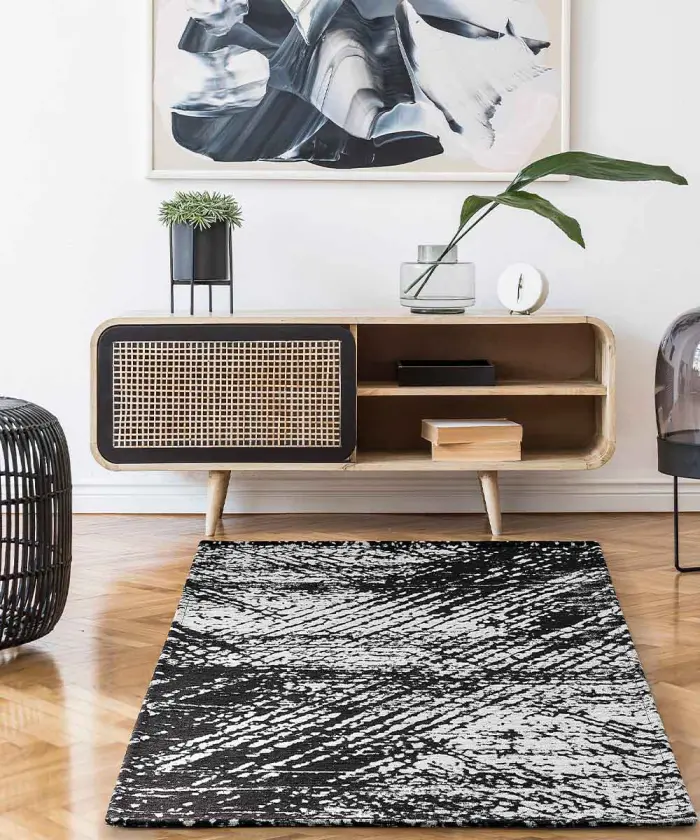 Living con Tappeto multiuso moderno disegno astratto Essenza Nero