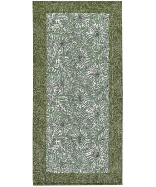 Tappeto Velour Malesia Verde, stile natura jungle foglie felce tropicale