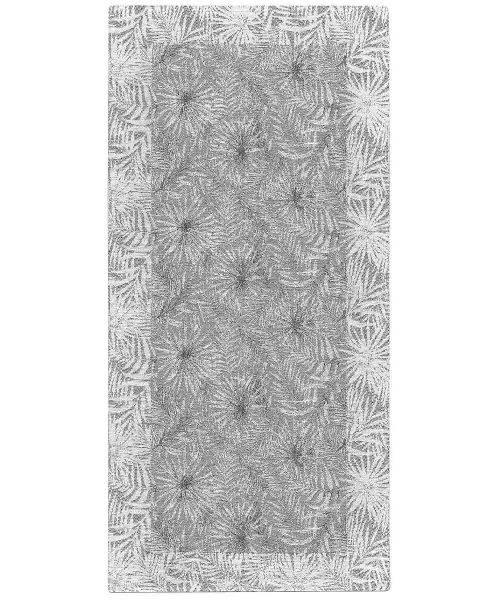 Tappeto Velour Malesia Grigio Perla, stile natura jungle foglie felce tropicale