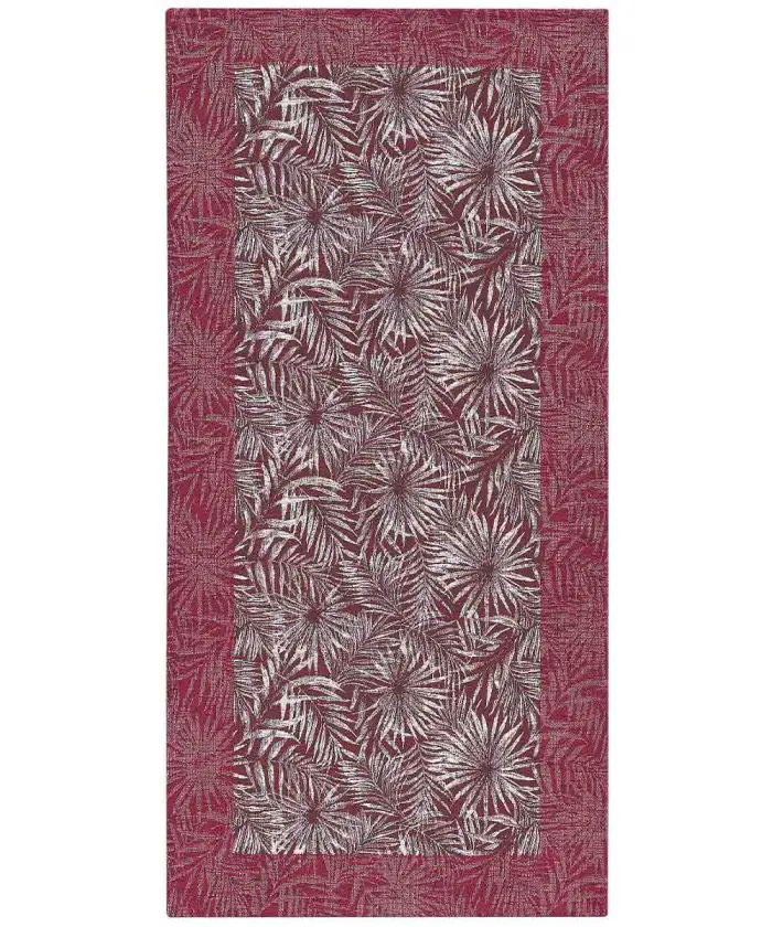 Tappeto Velour Malesia Viola, stile natura jungle foglie felce tropicale