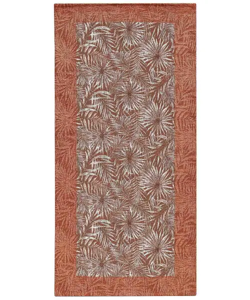 Tappeto Velour Malesia Terraccota, stile natura jungle foglie felce tropicale