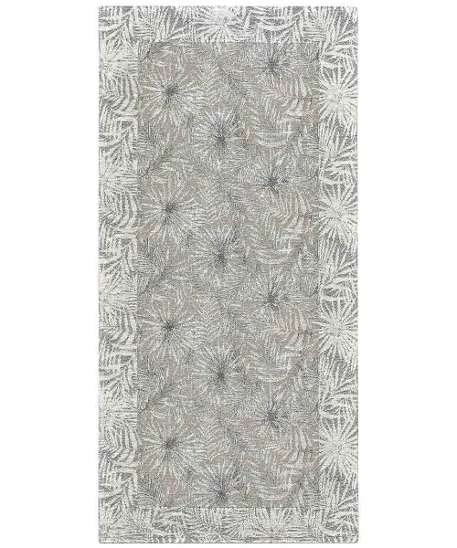 Tappeto Velour Malesia Sabbia, stile natura jungle foglie felce tropicale
