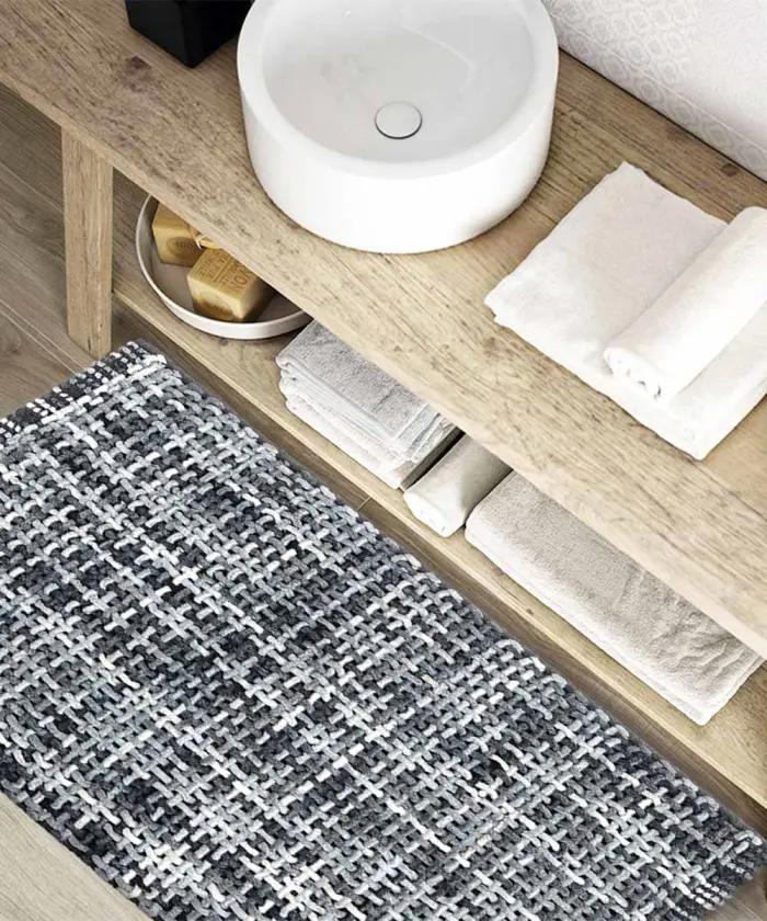 Bagno con Tappeto morbido, lavabile, antiscivolo, economico. CRAZY ANTRACITE GRIGIO