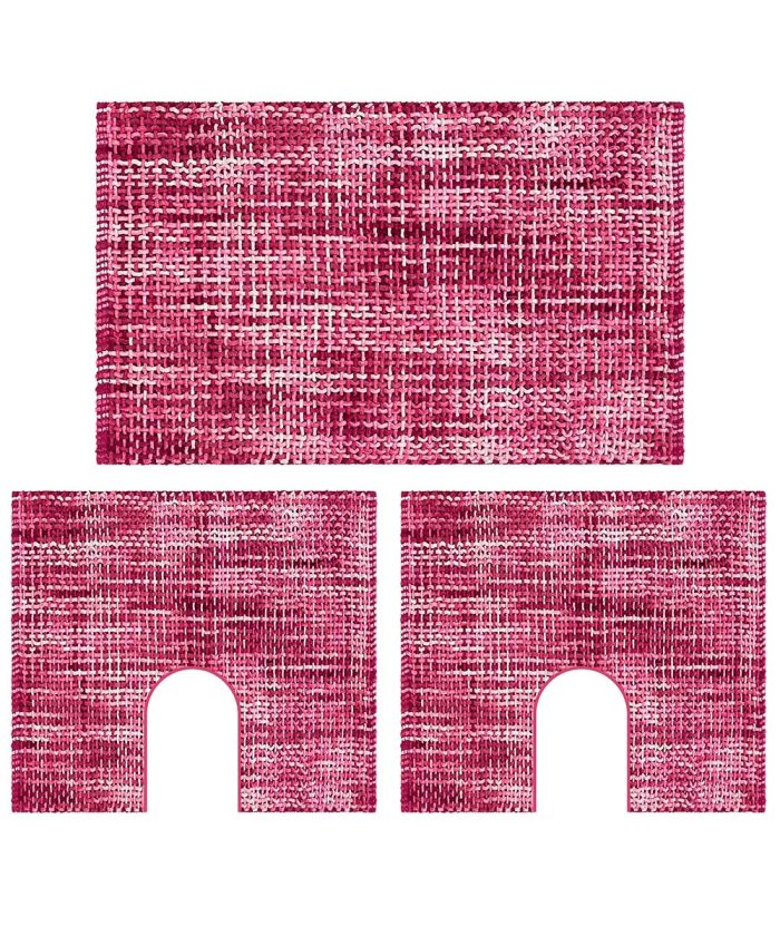 Parure Tappeti sagomati giro water e bidet per bagno morbido, lavabile, antiscivolo, economico. CRAZY FUXIA