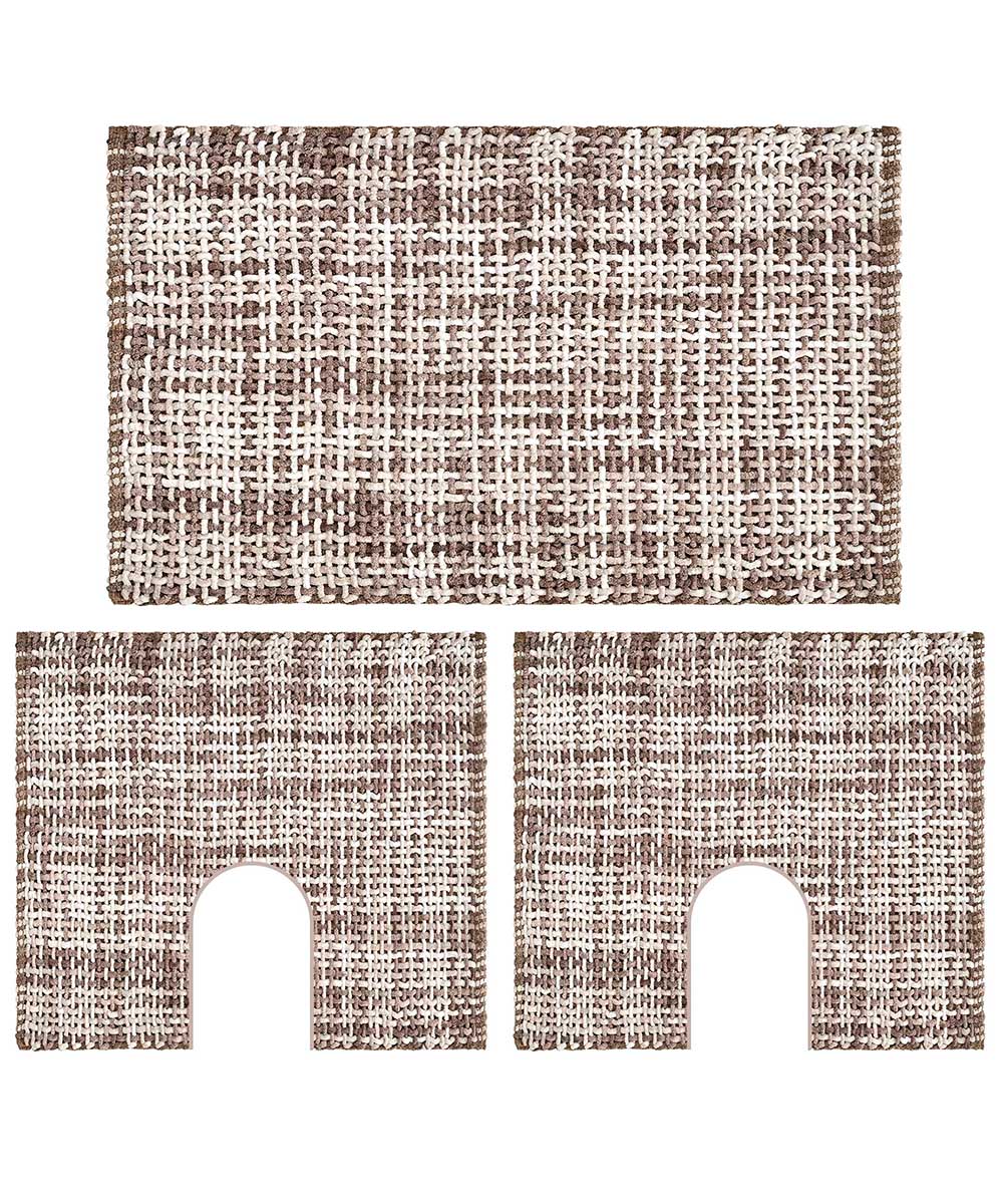 Parure Tappeti sagomati giro water e bidet per bagno morbido, lavabile, antiscivolo, economico. CRAZY TORTORA