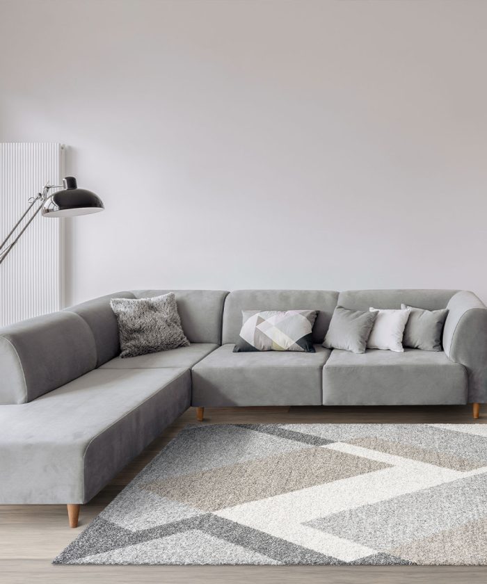 Salotto con Tappeto Mehari 23314-6262 moderno geometrico shaggy pelo lungo. . Tappeto salotto soggiorno e camera da letto