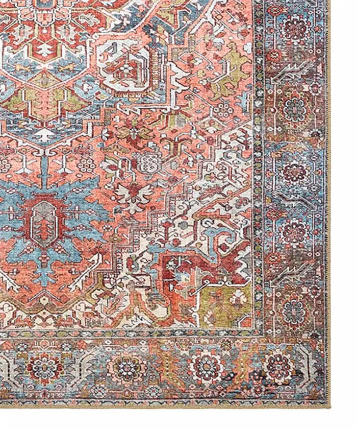 Angolo Tappeto Oriental Tabriz Multicolore riproduzione persiano originale stile vintage antichizzato