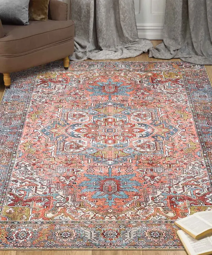 Salotto con Tappeto Oriental Tabriz Multicolore riproduzione persiano originale stile vintage antichizzato