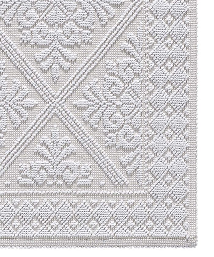 Angolo Tappeto Sardo Bianco 100% cotone e prodotto in Sardegna Italia. Tappetino bagno passatoia lavabile.
