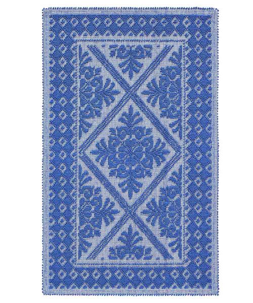 Tappeto Sardo Blu 100% cotone e prodotto in Sardegna Italia. Tappetino bagno passatoia lavabile.
