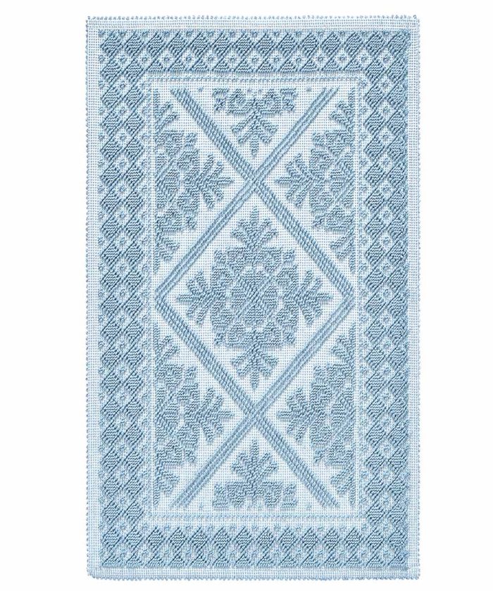 Tappeto Sardo Celeste azzurro 100% cotone e prodotto in Sardegna Italia. Tappetino bagno passatoia lavabile.